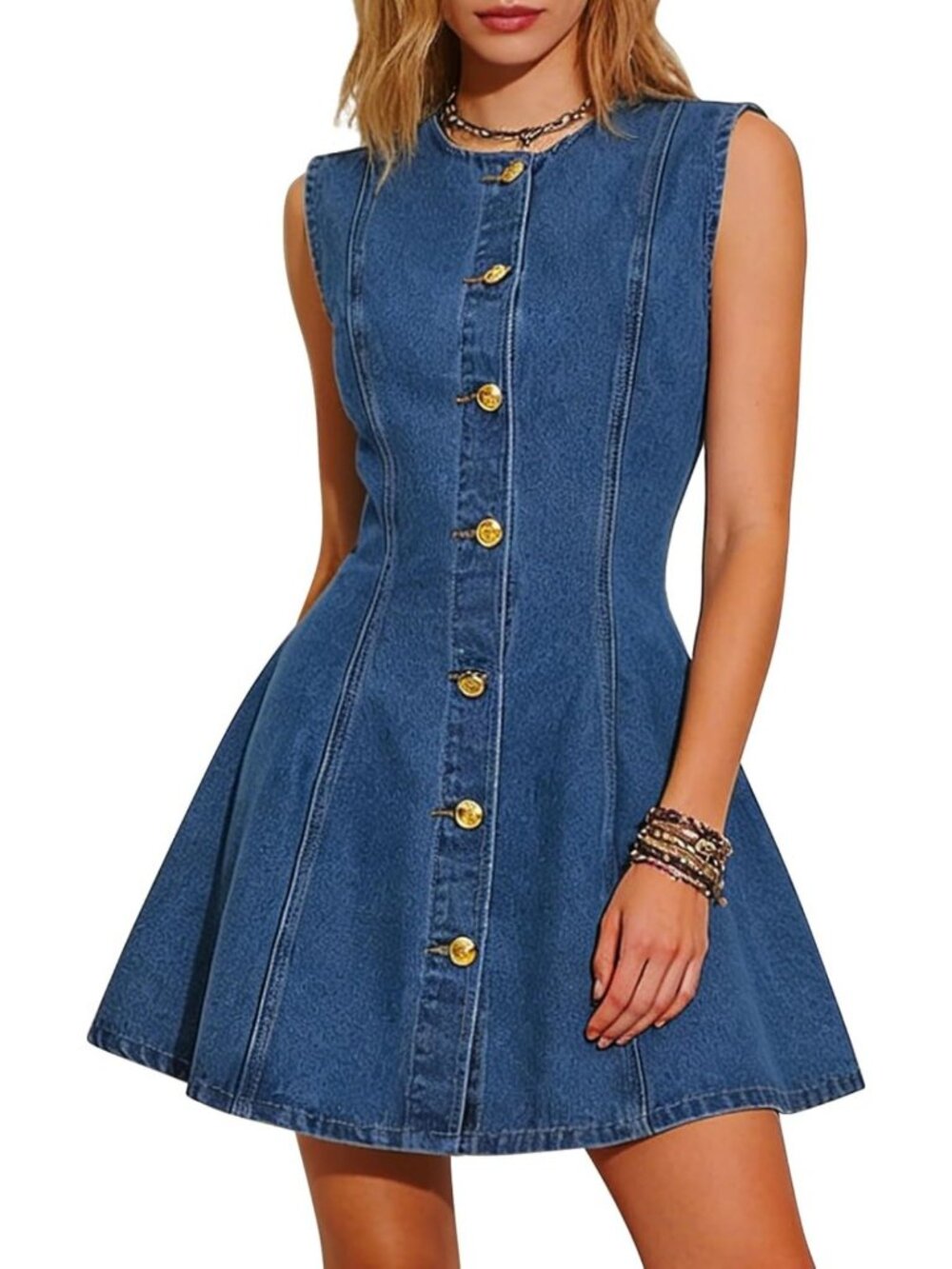 Sleeveless Mini Denim Dress for Women | Trendy Western Style Jean Outfit 2026